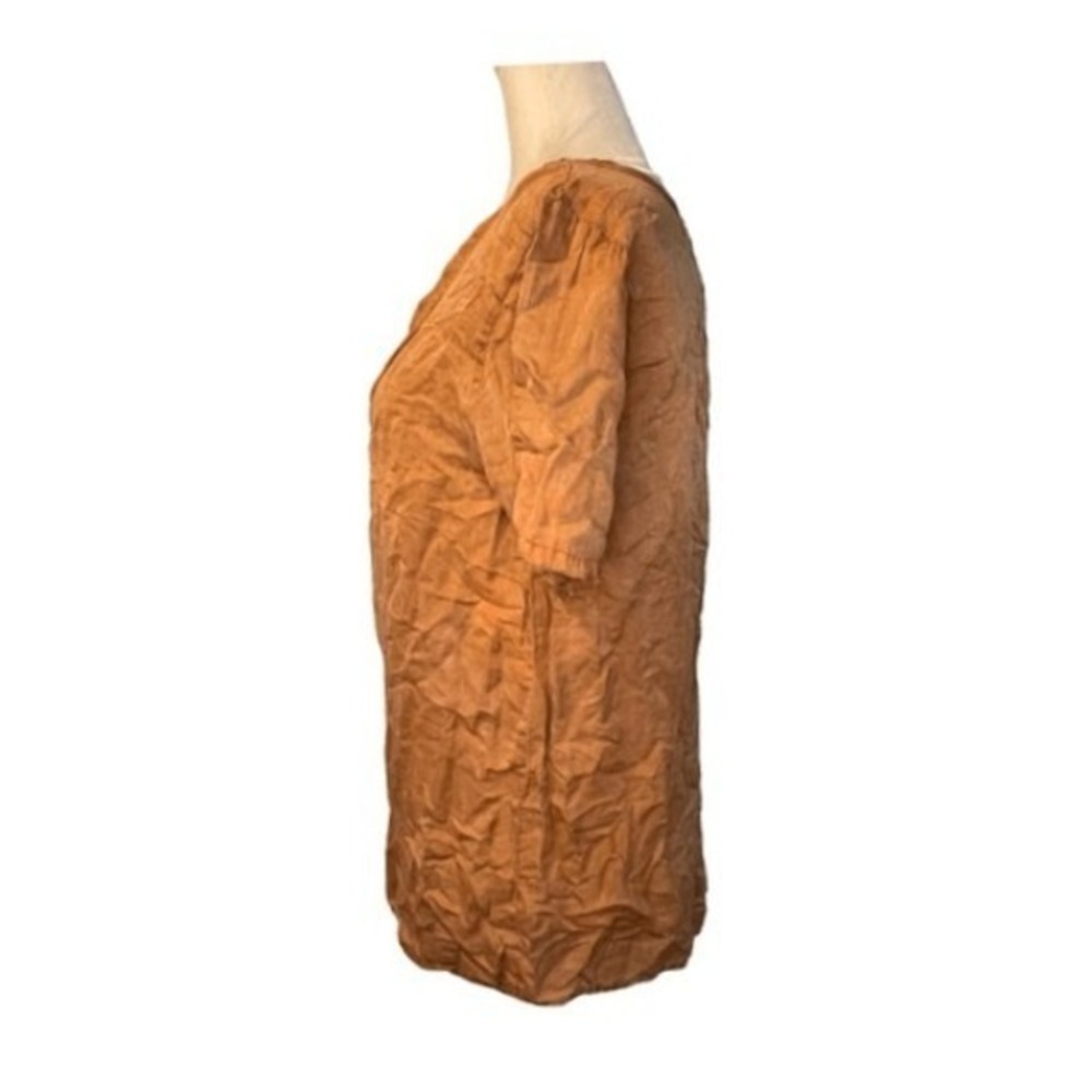 Project Social T Noelle Raw Silk Tee Cinnamon Brown V-Neck‎ Short Sleeve S - Picture 3 of 7